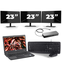 Fujitsu LifeBook U729 - Intel Core i5-8e Generatie - 12 inch - 16GB RAM - 256GB SSD - Windows 11 + 3x 23 inch Monitor