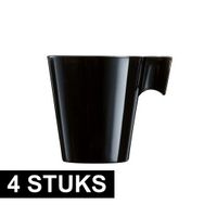 4x Lungo koffie/espresso bekers zwart - thumbnail