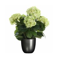 Hortensia kunstplant/kunstbloemen 45 cm - groen - in pot titanium grijs