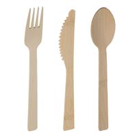 Excellent Houseware wegwerp bestek - bamboe hout - 216 delig - wegwerp - lepels - messen - vorken