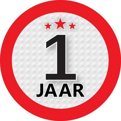 1 jaar leeftijd sticker - rond - Dia 9 cm - 1 jaar verjaardag - jubileum - leeftijd versiering
