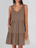 Loose Casual Plain Dress With No