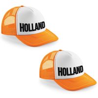 4x stuks oranje/ wit Holland zwarte letters snapback cap/ truckers pet dames en heren - Koningsdag/ - thumbnail