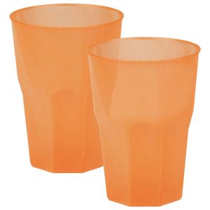 Drinkglazen frosted - oranje - 12x - 420 ml - onbreekbaar kunststof - Feest/cocktailbekers