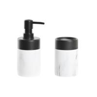 Badset DKD Home Decor Wit Zwart Wit/Zwart Metaal Hars Modern 7,2 x 7,2 x 16,4 cm