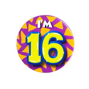 Verjaardags button I am 16 voor verjaardag / sweet sixteen