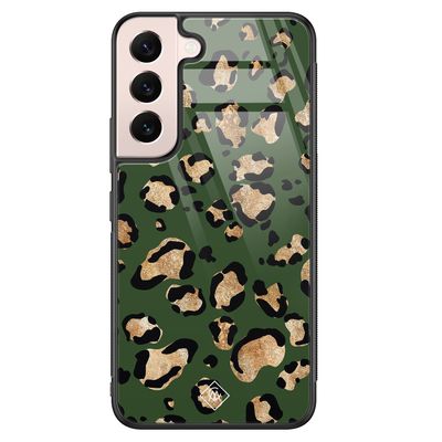 Samsung Galaxy S22 glazen hardcase - Luipaard groen