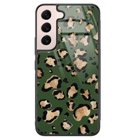 Samsung Galaxy S22 glazen hardcase - Luipaard groen