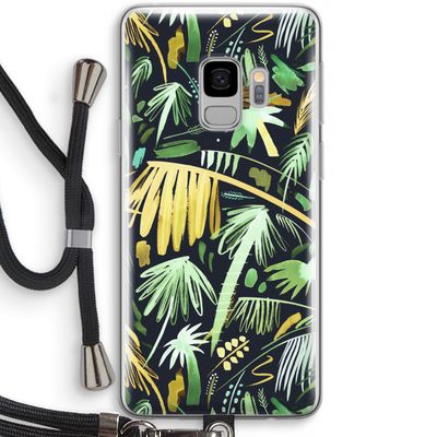 Tropical Palms Dark: Samsung Galaxy S9 Transparant Hoesje met koord