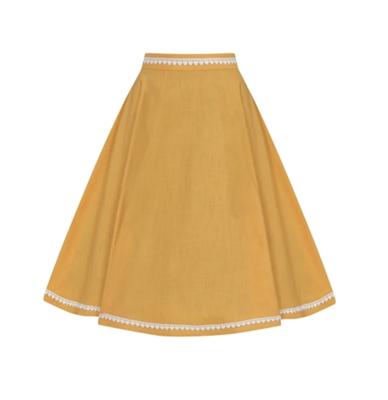55% korting | Collectif Matilde Heart Trim Swing Skirt Orange-XXL