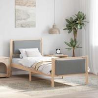 Bedframe met hoofdeinde Lichtgrijs 75 x 190 cm Stof