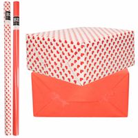 4x Rollen kraft inpakpapier liefde/rode hartjes pakket - rood 200 x 70 cm - Cadeaupapier - thumbnail