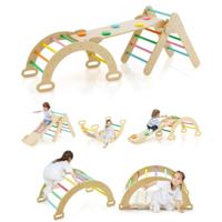 Set van 3 Klimspeeltjes en 2-in-1 Boogschommel Klimset en Dubbelzijdige Klimboog