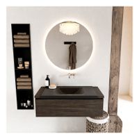 Mondiaz Bukla 100cm badmeubel onderkast kleur dark brown met 1 lade en wastafel midden zonder kraangat kleur urban