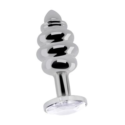Geribbelde Diamant Plug - 2.8 / 7 cm - Zilver