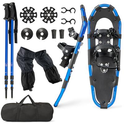 Veelzijdige Sneeuwschoenenset 63 cm Ergonomische Sneeuwschoenen met Dubbele Ratelsluiting Systeem Blauw