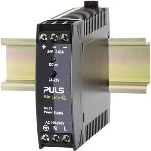 PULS MiniLine ML15.241 DIN-rail netvoeding 24 V/DC 0.63 A 15 W Aantal uitgangen: 1 x Inhoud: 1 stuk(s)