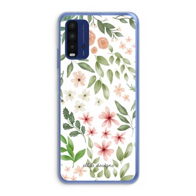 Botanical sweet flower heaven: Xiaomi Redmi 9T Transparant Hoesje