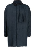 Yohji Yamamoto chemise en coton à détails plissés - Bleu - thumbnail