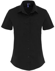Premier Workwear PW346 Ladies Stretch Fit Poplin Short Sleeve Cotton Shirt