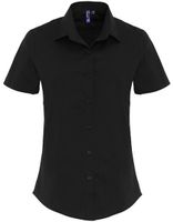 Premier Workwear PW346 Ladies Stretch Fit Poplin Short Sleeve Cotton Shirt - thumbnail