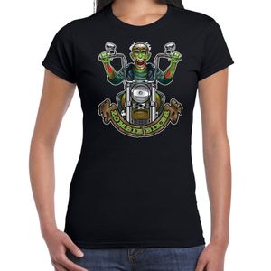 Halloween zombie biker verkleed t-shirt zwart voor dames