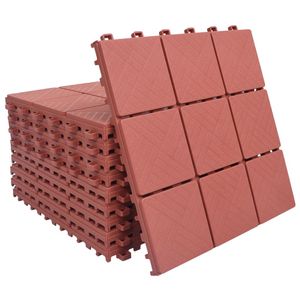 VidaXL Terrastegels 10 st 30,5x30,5 cm kunststof rood
