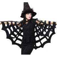 Carnaval/Halloween spinnenweb cape voor volwassenen - zwart - net - one size - verkleedkleding - thumbnail