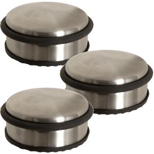 3x Stuks ronde deurstopper 10 x 4,5 cm van metaal