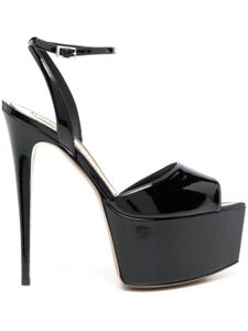 Alexandre Vauthier sandales plateforme à fini verni - Noir