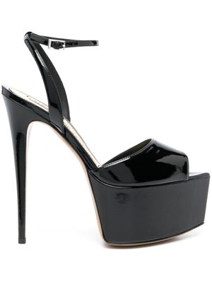 Alexandre Vauthier sandales plateforme à fini verni - Noir