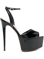 Alexandre Vauthier sandales plateforme à fini verni - Noir