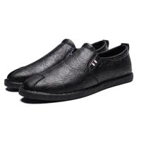 Casual ademend ronde hoofd lederen schoenen voor mannen (kleur: zwart maat: 43)