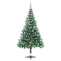VidaXL Kunstkerstboom met verlichting en kerstballen 230 takken 120 cm