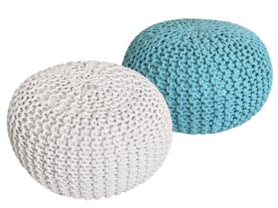 David - Sitzhocker Pouf SET 2 - gerecycled katoen - Ø 55 cm H 37 cm