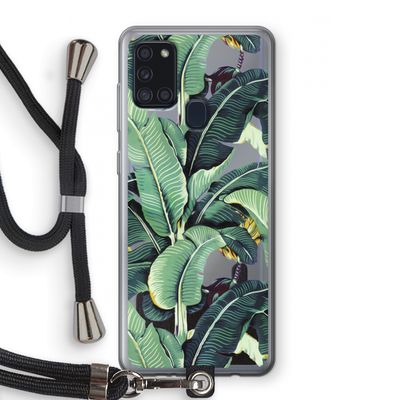 Bananenbladeren: Samsung Galaxy A21s Transparant Hoesje met koord