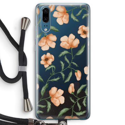 Peachy flowers: Huawei P20 Transparant Hoesje met koord