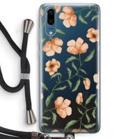 Peachy flowers: Huawei P20 Transparant Hoesje met koord