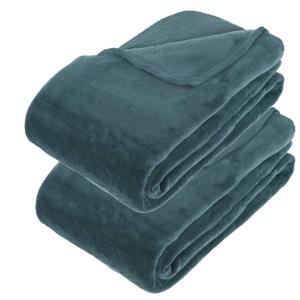 Grote Fleece bank deken/fleece plaid - 2x - petrol blauw - 180 x 230 cm - polyester