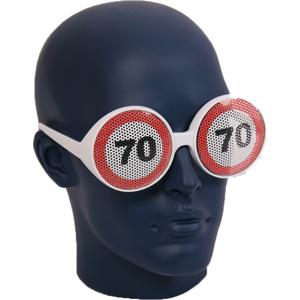 Verjaardagsfeest bril 70 jaar - leeftijd verkeersbord thema - bril 70 jaar