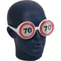 Verjaardagsfeest bril 70 jaar - leeftijd verkeersbord thema - bril 70 jaar