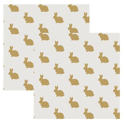 Paas thema servetten Golden bunny - 40x - Pasen print - 24 x 24 cm - feestservetten - Paasontbijt