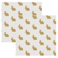 Paas thema servetten Golden bunny - 40x - Pasen print - 24 x 24 cm - feestservetten - Paasontbijt