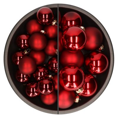 Othmar Decorations kerstballen - 46x st - rood - glas - mix 6 en 8 cm - mat/glans