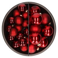 Othmar Decorations kerstballen - 46x st - rood - glas - mix 6 en 8 cm - mat/glans