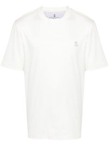 Brunello Cucinelli t-shirt en coton à logo brodé - Blanc