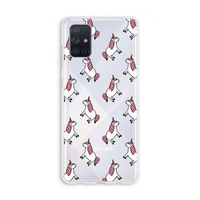 Eenhoorns overal: Galaxy A71 Transparant Hoesje
