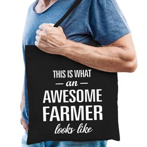 Awesome farmer / boer cadeau tas zwart voor heren