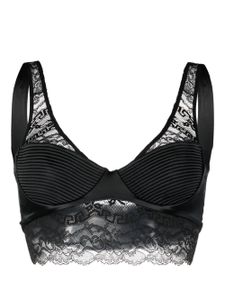 Versace bralette en dentelle à détail Greca - Noir