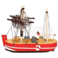 Decoratie vissersboot rood 14 cm   -